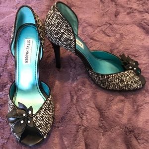 $88 Steve Madden D'orsay Tweed Peep-Toe Fab Heels!
